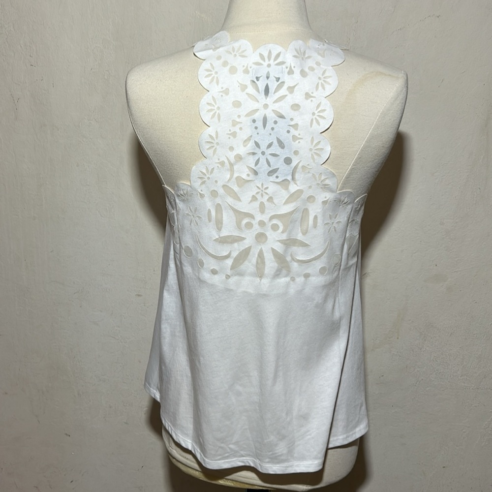 Anthropologie Fei Laser Cut White Tank NWT - Picture 2 of 11